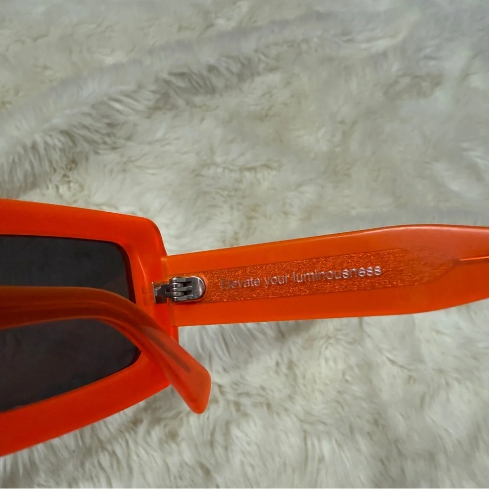 Orange Rectangular Frame Sunglasses with Red Lenses